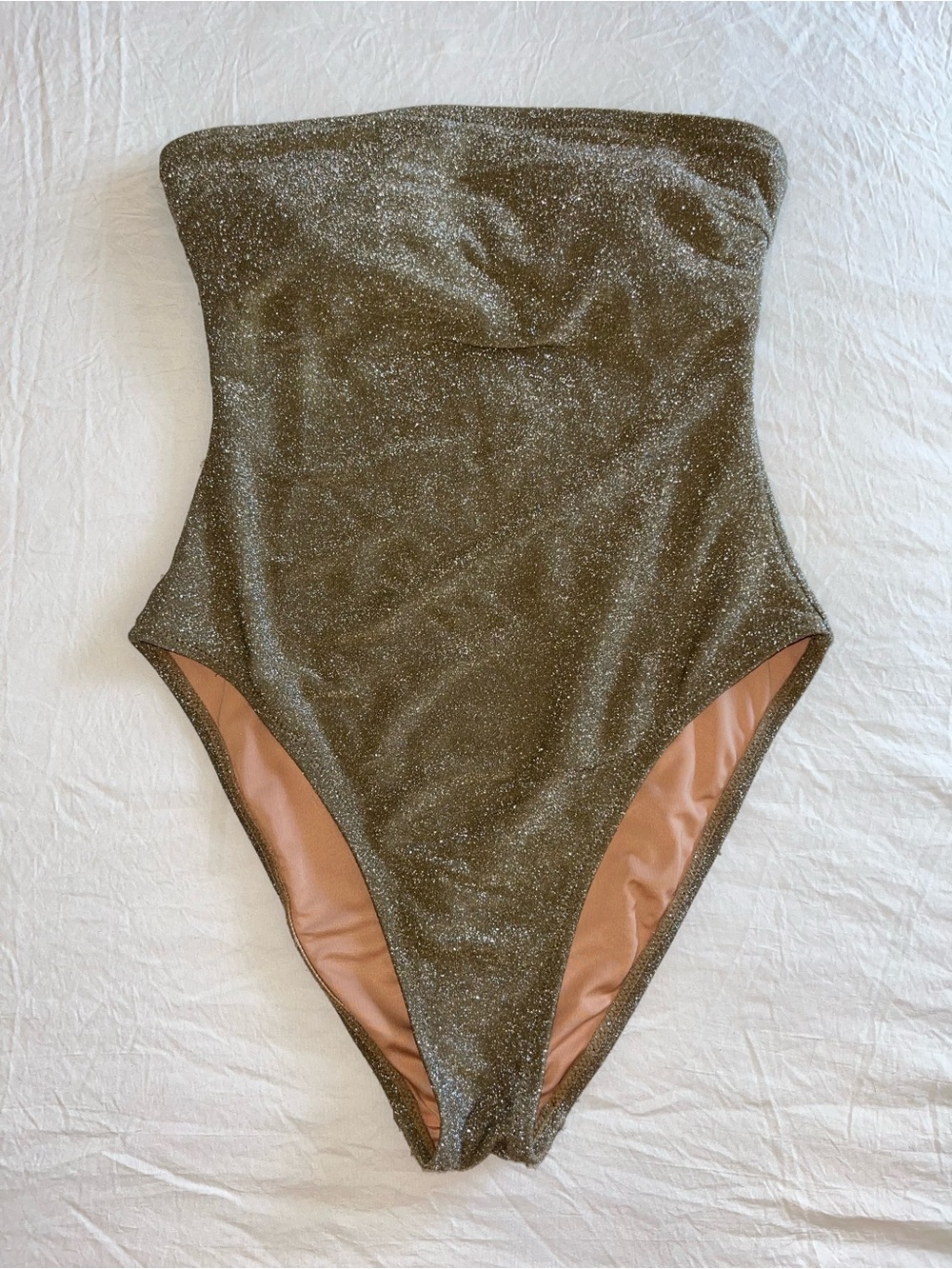 J Crew Re-Imagined One Piece Swimsuit Sparkling Champagne Gold Size 0